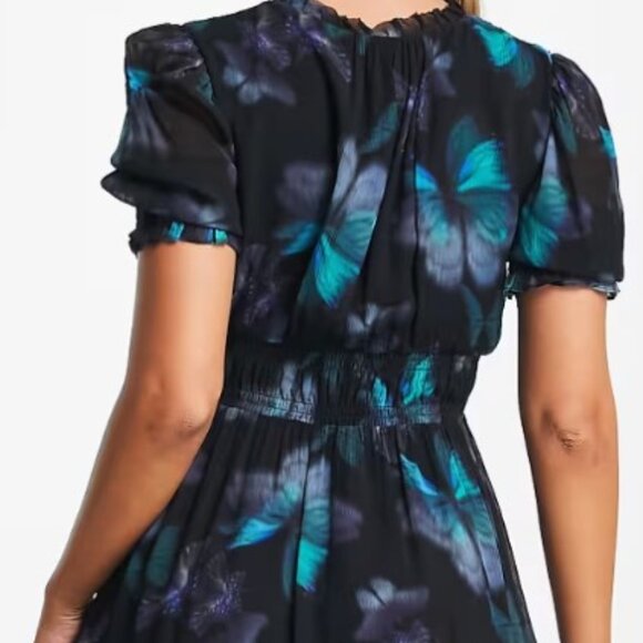 AllSaints Via Ceres butterfly Print Mini Dress - Size 10 - Picture 5 of 10